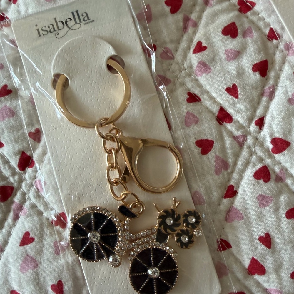 Gold and Black Bicycle Keychain .